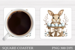 Easter Bunny Coaster Design. Easter Coaster Sublimation Product Image 1