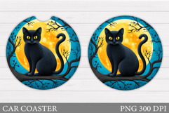 Black Cat Car Coaster. Cute Halloween Car Coaster Product Image 1