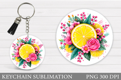 Lemons Keychain Sublimation. Lemons Keychain Design Product Image 1