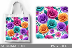 Roses Tote Bag Design. Flowers Roses Sublimation Product Image 1