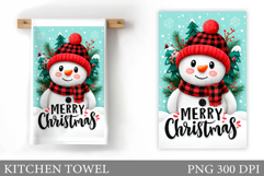 Snowman Kitchen Towel Design. Christmas Kitchen Towel Product Image 1