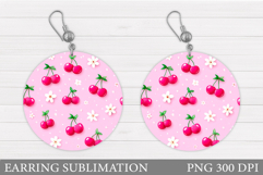 Cherry Earring Design. Cherries Sublimation Product Image 1