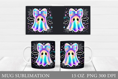 Cute Ghost Mug Sublimation. Halloween Mug Wrap Design Product Image 1