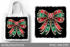 Christmas Bow Tote Bag. Christmas Tote Bag Sublimation Product Image 1