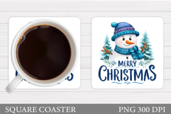 Cute Snowman Coaster Design. Christmas Coaster Sublimation Product Image 1