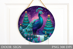 Christmas Peacock Door Sign. Christmas Door Sign Sublimation Product Image 1