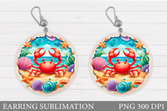 Crab Earring Design. Sea Earring Sublimation Product Image 1