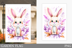 Cute Bunny Garden Flag. Summer Garden Flag Sublimation Product Image 1