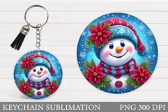 Cute Snowman Keychain Sublimation. Christmas Keychain Design Product Image 1