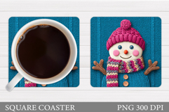 Cute Snowman Coaster Design. Christmas Coaster Sublimation Product Image 1