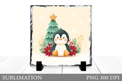 Christmas Penguin Slate Design. Cute Penguin Sublimation Product Image 1