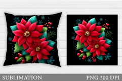 Poinsettia Pillow Sublimation. Flowers Pillow Design Product Image 1
