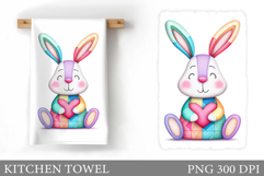 Cute Bunny Kitchen Towel Design. Cute Bunny Sublimation Product Image 1