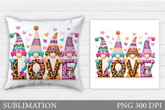 Valentines Gnome Pillow. Valentines Pillow Sublimation Product Image 1