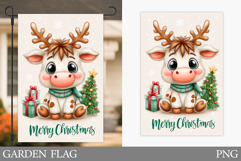 Christmas Cow Garden Flag. Christmas Garden Flag Sublimation Product Image 1