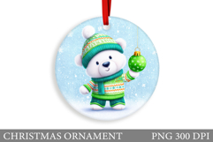 Polar Bear Christmas Ornament. Christmas Bear Sublimation Product Image 1
