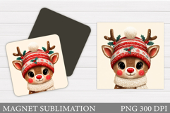Christmas Deer Magnet Design. Christmas Magnet Sublimation Product Image 1