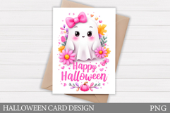 Halloween Ghost Card Printable. Cute Halloween Card Design Product Image 1