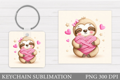 Valentines Sloth Keychain. Valentine Keychain Design Product Image 1