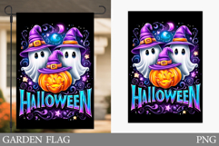 Halloween Pumpkin Garden Flag. Ghost Garden Flag Design Product Image 1