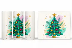 Christmas Tree Tumbler Sublimation. Christmas Tumbler Design Product Image 2