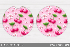 Cherry Car Coaster Design. Cherry Sublimation Product Image 1
