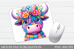 Patchwork Cow Mouse Pad. Cow Mouse Pad Sublimation Product Image 1