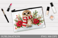 Christmas Owl Cosmetics Bag. Christmas Tree Makeup Bag Product Image 1