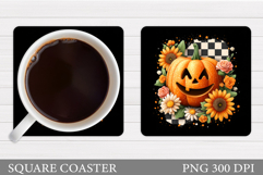 Halloween Pumpkin Coaster. Halloween Coaster Sublimation Product Image 1