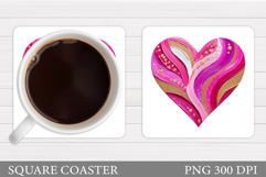 Heart Coaster Sublimation. Valentine Square Coaster Design Product Image 1