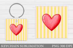 Heart Keychain Design. Valentine Keychain Sublimation Product Image 1