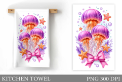 Jellyfish Kitchen Towel Design. Jellyfish Sublimation Product Image 1