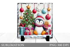 Christmas Penguin Slate Design. Cute Penguin Sublimation Product Image 1