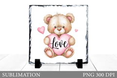 Valentines Bear Sublimation. Valentines Bear Slate Design Product Image 1