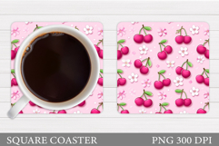 Cherry Coaster Sublimation. Berries Coaster Design Product Image 1