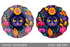 Cute Cat Wind Spinner Design. Cat Flowers Wind Spinner Product Image 1