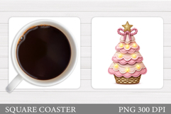 Christmas Tree Coaster Sublimation. Christmas Coaster Design Product Image 1