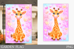 Valentines Giraffe Garden Flag. Valentines Garden Flag Product Image 1