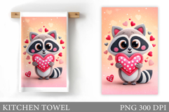 Valentine Raccoon Kitchen Towel. Valentines Kitchen Towel Product Image 1
