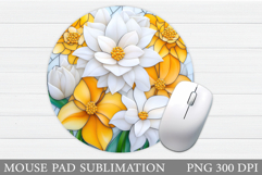 Floral Mouse Pad Sublimation. Flowers Mouse Pad Design Product Image 1