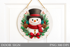 Christmas Snowman Door Sign. Christmas Door Sign Sublimation Product Image 1