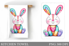 Cute Bunny Kitchen Towel Design. Cute Bunny Sublimation Product Image 1