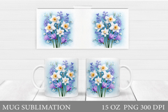 Flowers Mug Sublimation. Floral Mug Wrap Design Product Image 1