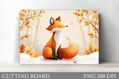 Fall Fox Cutting Board Design. Cute Fox Sublimation Product Image 1