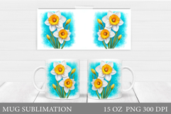 Daffodils Mug Design. Flowers Sublimation Product Image 1