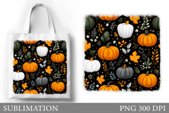 Fall Pumpkin Tote Bag. Fall Leaves Tote Bag Sublimation Product Image 1