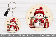 Christmas Snowman Keychain. Christmas Keychain Design Product Image 1