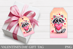 Valentines Raccoon Gift Tag. Valentine Gift Tag Printable Product Image 1