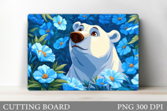 Cute Bear Cutting Board. Bear Flowers Cutting Board Design Product Image 1