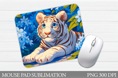 Tiger Mouse Pad Design. Tiger Flowers Sublimation Product Image 1